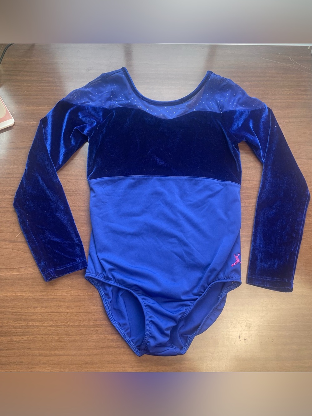 Capezio Girls Blue Velvet Accent Long Sleeve Leotard